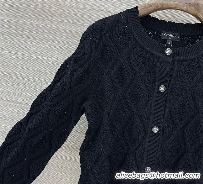 New Discount Chanel Cotton and Silk Cardigan CH092958 Black 2026