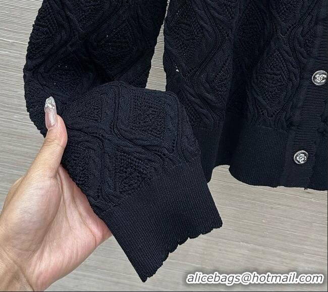 New Discount Chanel Cotton and Silk Cardigan CH092958 Black 2026
