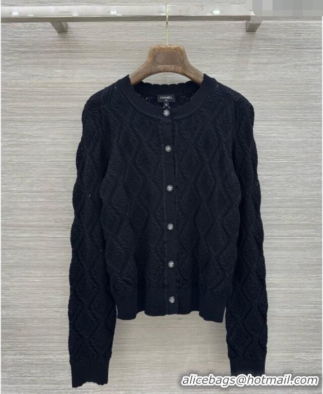 New Discount Chanel Cotton and Silk Cardigan CH092958 Black 2026