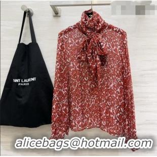 Big Discount Saint Laurent Silk Shirt S092867 Red 2026
