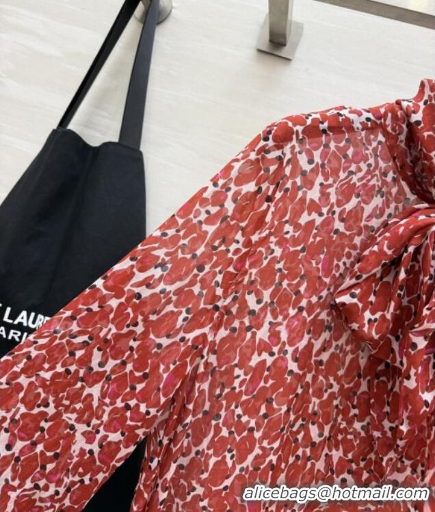 Big Discount Saint Laurent Silk Shirt S092867 Red 2026