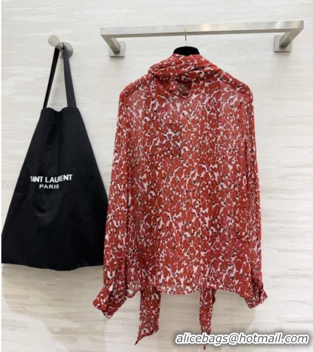 Big Discount Saint Laurent Silk Shirt S092867 Red 2026
