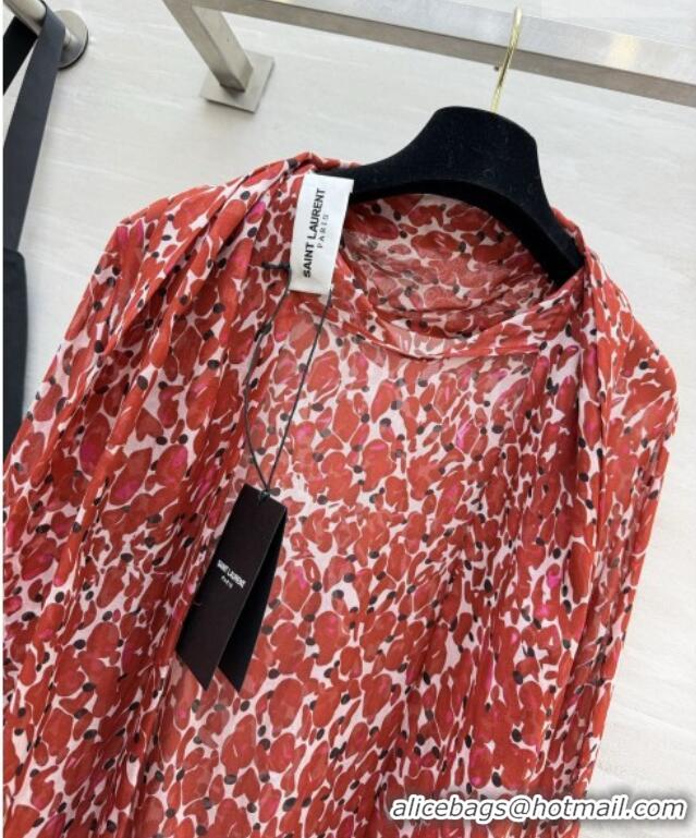Big Discount Saint Laurent Silk Shirt S092867 Red 2026