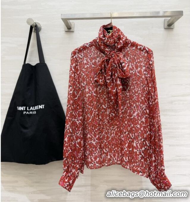 Big Discount Saint Laurent Silk Shirt S092867 Red 2026