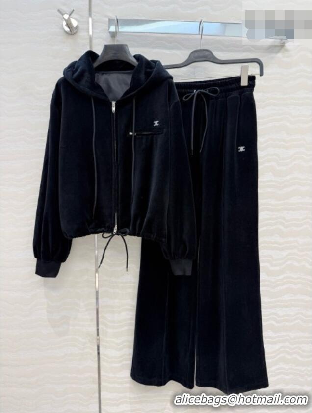 Grade Quality Celine Velvet Jacket and Pants C093025 Black 2026