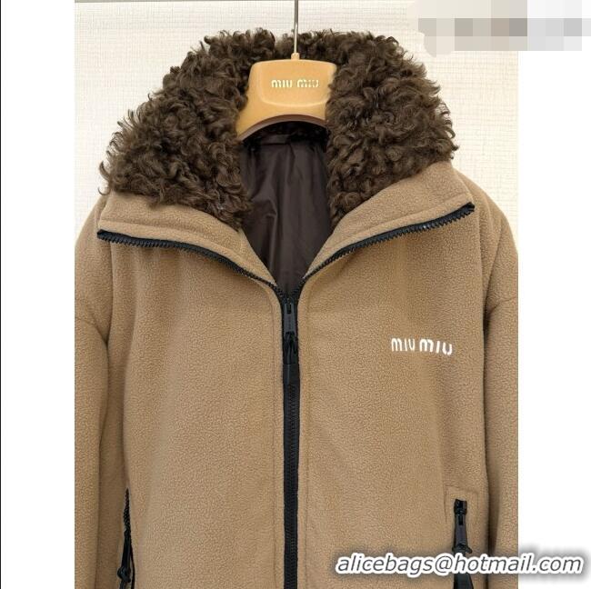Best Quality Cheap Miu Miu Fleece Down Jacket M093009 Brown 2026