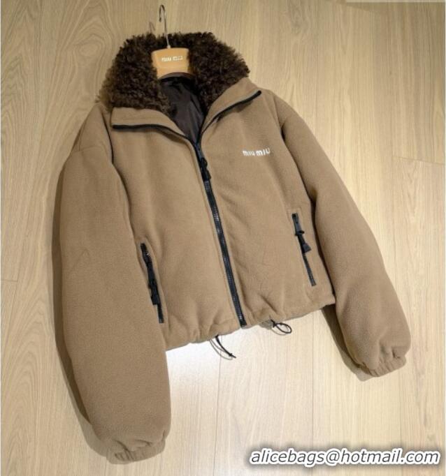 Best Quality Cheap Miu Miu Fleece Down Jacket M093009 Brown 2026