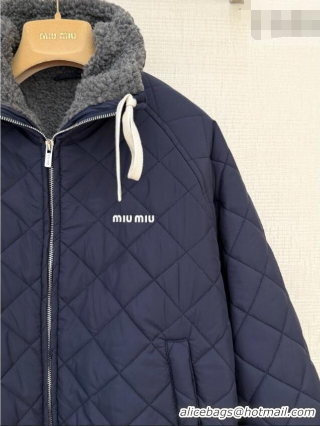 Well Crafted Miu Miu Fleece Down Jacket M093010 Deep Blue 2026
