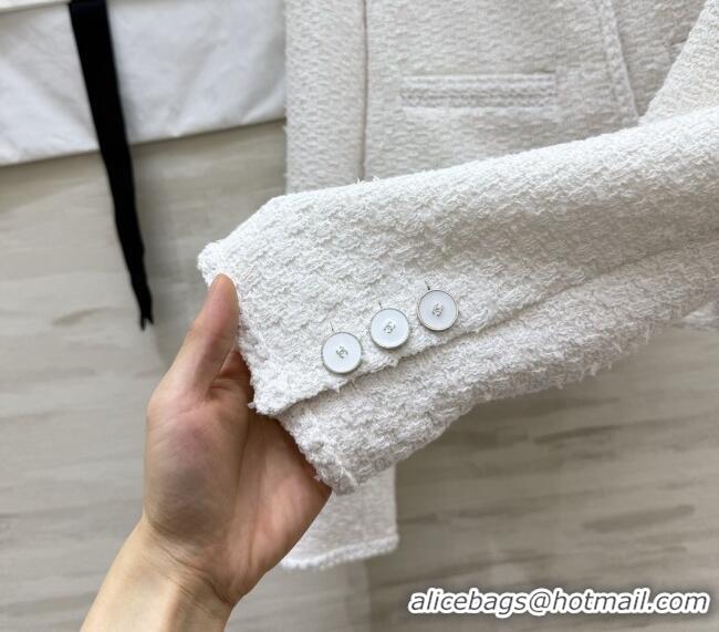 Luxury Cheap Chanel Tweed Jacket with Camellia CH093004 White 2026