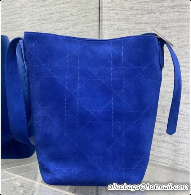 New Design Dior Jett Médaillon Bucket Bag in Cannage Suede Calfskin Blue 2026 6090440