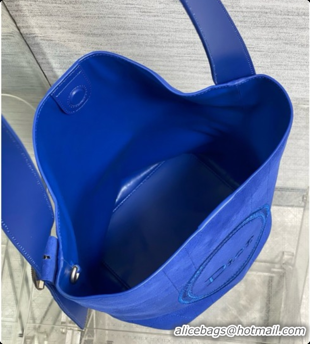 New Design Dior Jett Médaillon Bucket Bag in Cannage Suede Calfskin Blue 2026 6090440