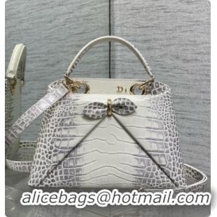 Buy Discount Dior Small Cigale Bag in Crocodile Pattern Calfskin D090443 White 2026
