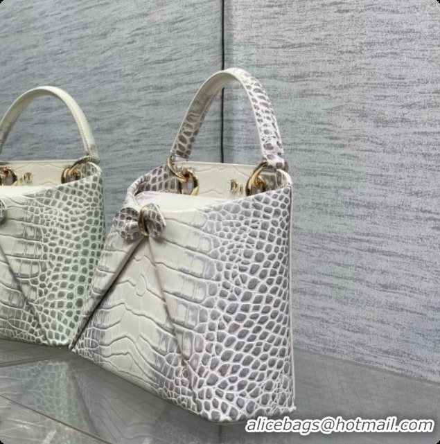 Buy Discount Dior Small Cigale Bag in Crocodile Pattern Calfskin D090443 White 2026