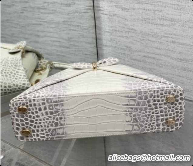 Buy Discount Dior Small Cigale Bag in Crocodile Pattern Calfskin D090443 White 2026
