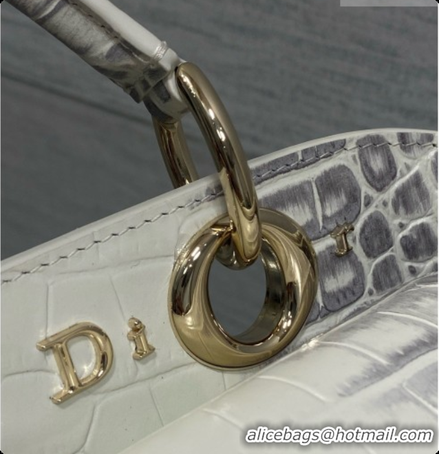 Buy Discount Dior Small Cigale Bag in Crocodile Pattern Calfskin D090443 White 2026