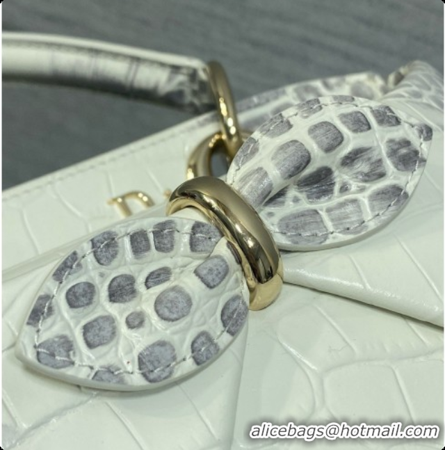 Buy Discount Dior Small Cigale Bag in Crocodile Pattern Calfskin D090443 White 2026