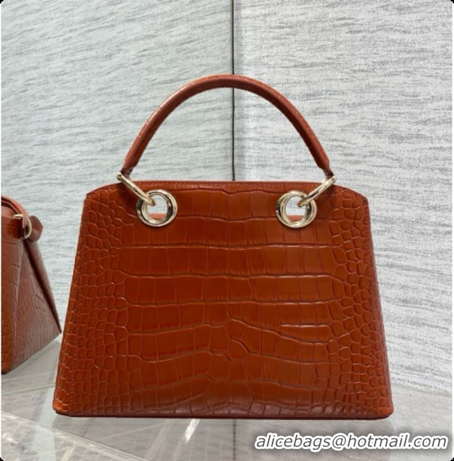 Top Quality Dior Small Cigale Bag in Crocodile Pattern Calfskin D090444 Brown 2026