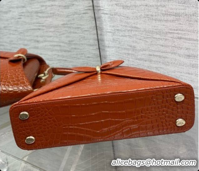 Top Quality Dior Small Cigale Bag in Crocodile Pattern Calfskin D090444 Brown 2026