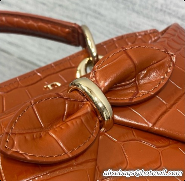 Top Quality Dior Small Cigale Bag in Crocodile Pattern Calfskin D090444 Brown 2026