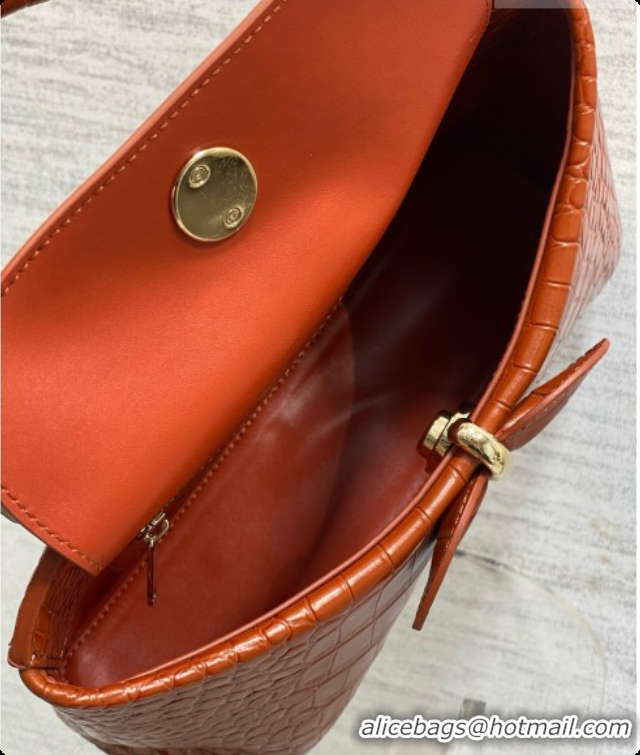 Top Quality Dior Small Cigale Bag in Crocodile Pattern Calfskin D090444 Brown 2026