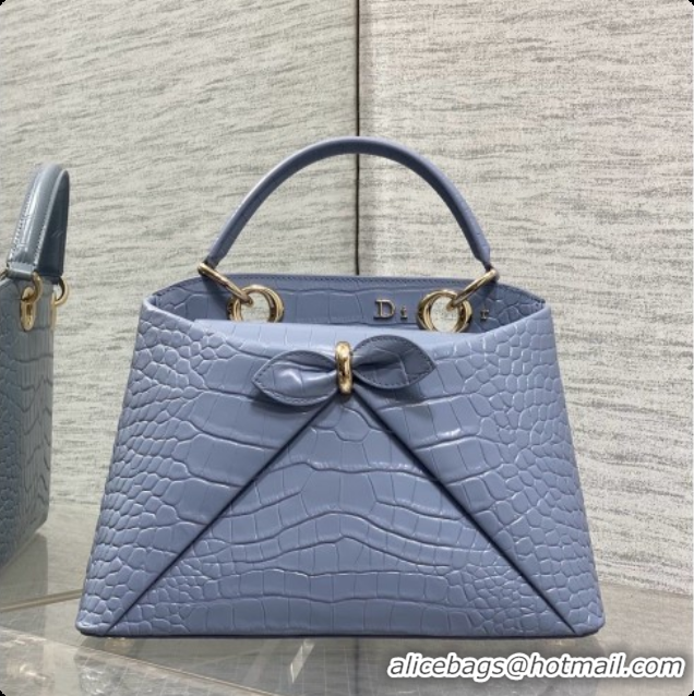 Best Design Dior Small Cigale Bag in Crocodile Pattern Calfskin D090445 Blue 2026