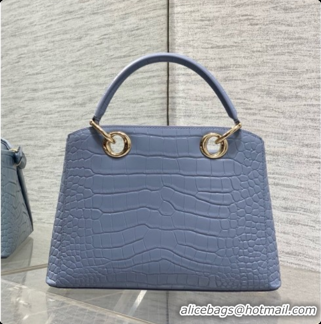 Best Design Dior Small Cigale Bag in Crocodile Pattern Calfskin D090445 Blue 2026