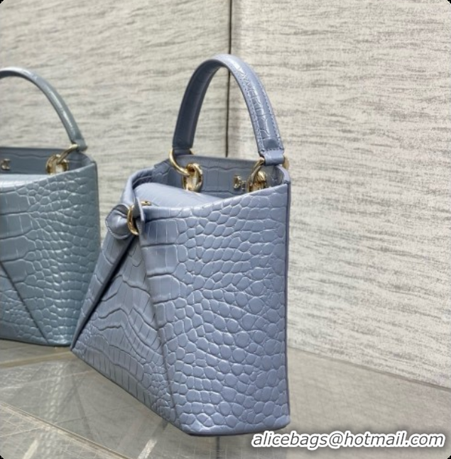Best Design Dior Small Cigale Bag in Crocodile Pattern Calfskin D090445 Blue 2026