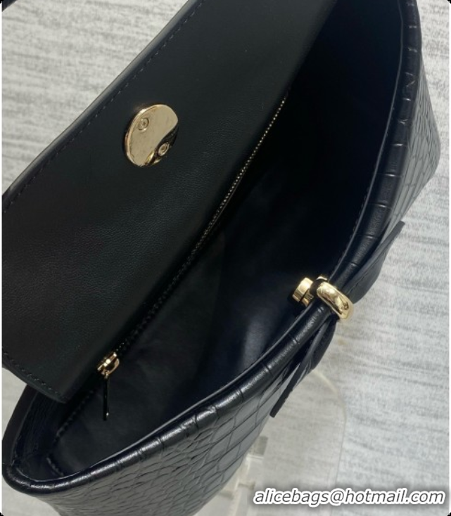 Best Quality Dior Small Cigale Bag in Crocodile Pattern Calfskin D090446 Black 2026