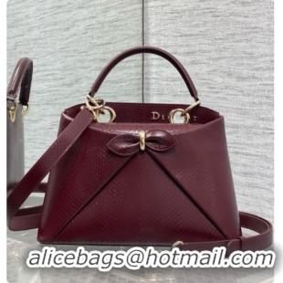 New Style Dior Small Cigale Bag in SnakeskinPattern Calfskin D090448 Burgundy 2026