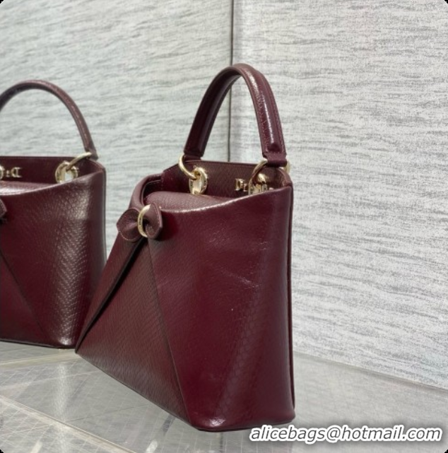 New Style Dior Small Cigale Bag in SnakeskinPattern Calfskin D090448 Burgundy 2026