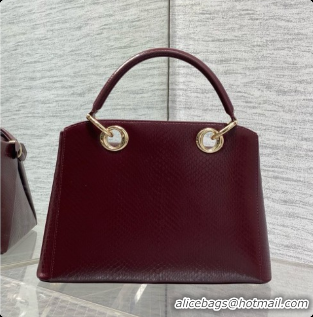 New Style Dior Small Cigale Bag in SnakeskinPattern Calfskin D090448 Burgundy 2026