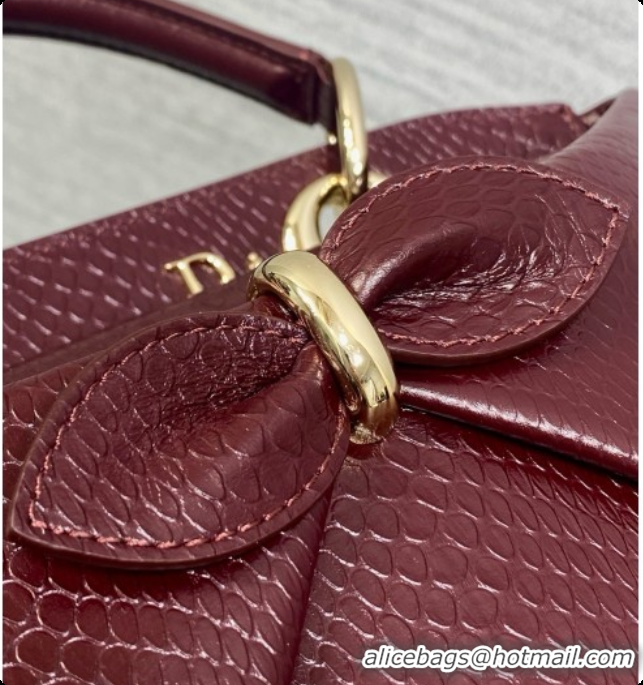 New Style Dior Small Cigale Bag in SnakeskinPattern Calfskin D090448 Burgundy 2026