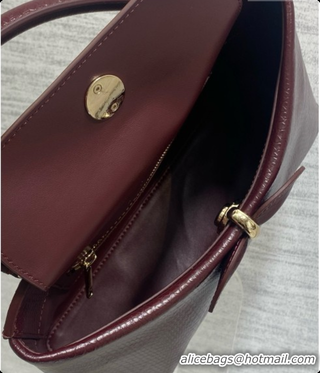 New Style Dior Small Cigale Bag in SnakeskinPattern Calfskin D090448 Burgundy 2026