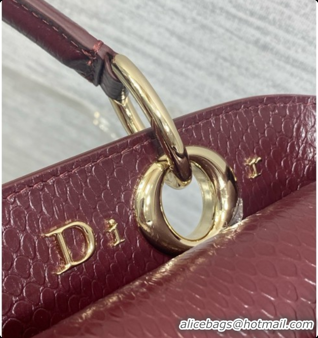 New Style Dior Small Cigale Bag in SnakeskinPattern Calfskin D090448 Burgundy 2026