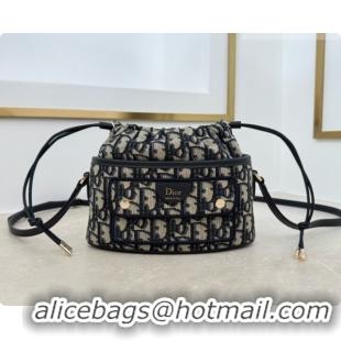 Best Luxury Dior Mini DiorTravel Bucket Bag in Blue Dior Oblique Jacquard S2426 2026
