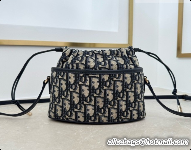 Best Luxury Dior Mini DiorTravel Bucket Bag in Blue Dior Oblique Jacquard S2426 2026