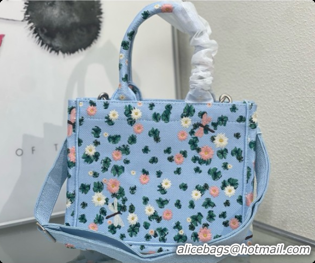 Low Price Dior Small Book Tote Bag with Strap in Multicolor Dior Water Lily Embroidery and Dior Médaillon D100721 Blue 2