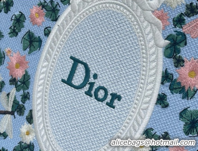 Low Price Dior Small Book Tote Bag with Strap in Multicolor Dior Water Lily Embroidery and Dior Médaillon D100721 Blue 2