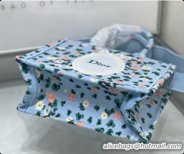 Low Price Dior Small Book Tote Bag with Strap in Multicolor Dior Water Lily Embroidery and Dior Médaillon D100721 Blue 2