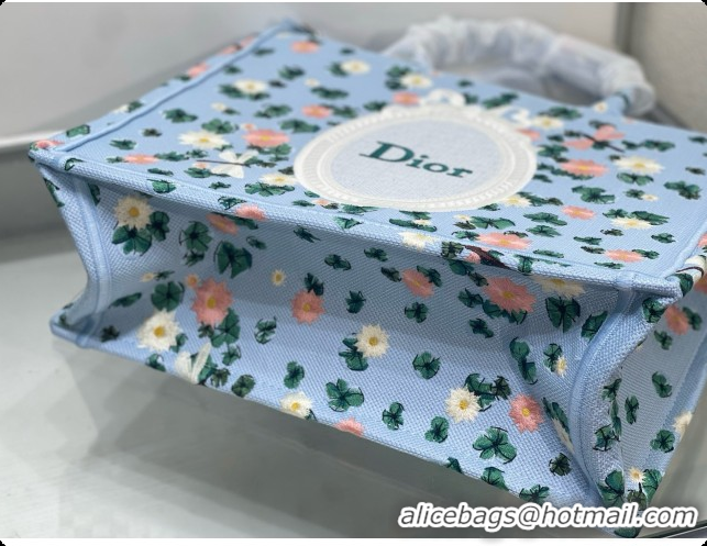 Low Price Dior Medium Book Tote Bag with Strap in Multicolor Dior Water Lily Embroidery and Dior Médaillon D100722 Blue 