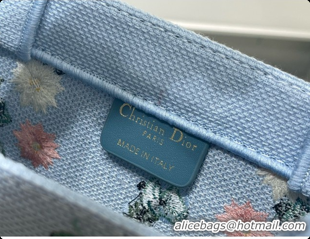 Low Price Dior Medium Book Tote Bag with Strap in Multicolor Dior Water Lily Embroidery and Dior Médaillon D100722 Blue 