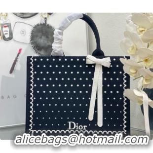 Durable Dior Medium Book Tote Bag with Strap with Strap in Black and White PolkaDior Embroidery D100724 2026