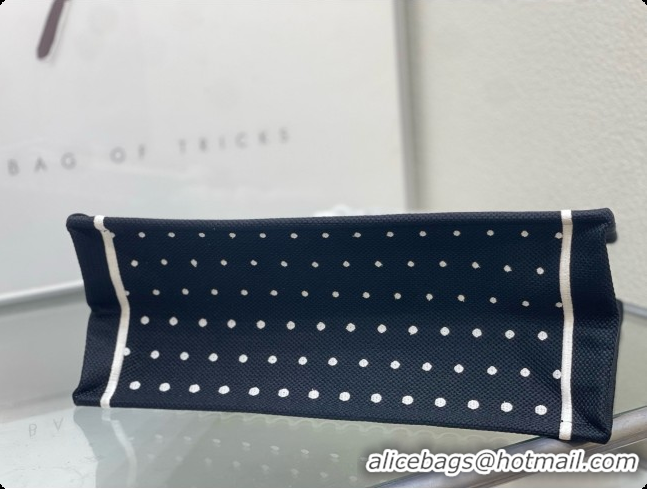 Durable Dior Medium Book Tote Bag with Strap with Strap in Black and White PolkaDior Embroidery D100724 2026