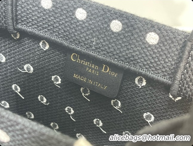 Durable Dior Medium Book Tote Bag with Strap with Strap in Black and White PolkaDior Embroidery D100724 2026