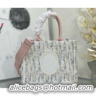 Classic Dior Small Book Tote with Strap in Multicolor Dior Oblique Pastel Embroidery and White Dior Médaillon D100725 20