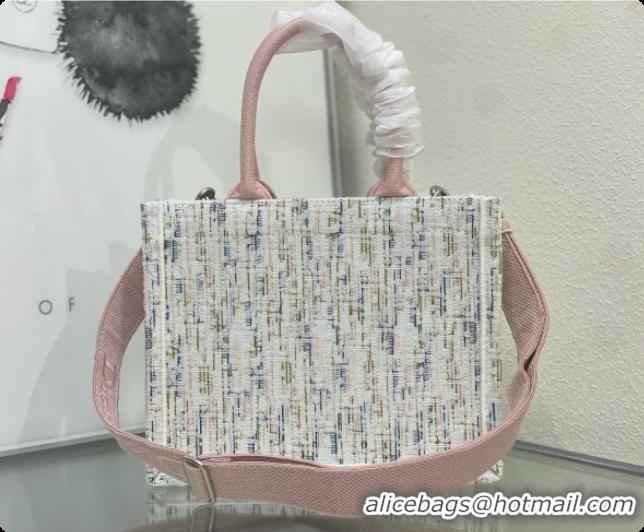 Classic Dior Small Book Tote with Strap in Multicolor Dior Oblique Pastel Embroidery and White Dior Médaillon D100725 20
