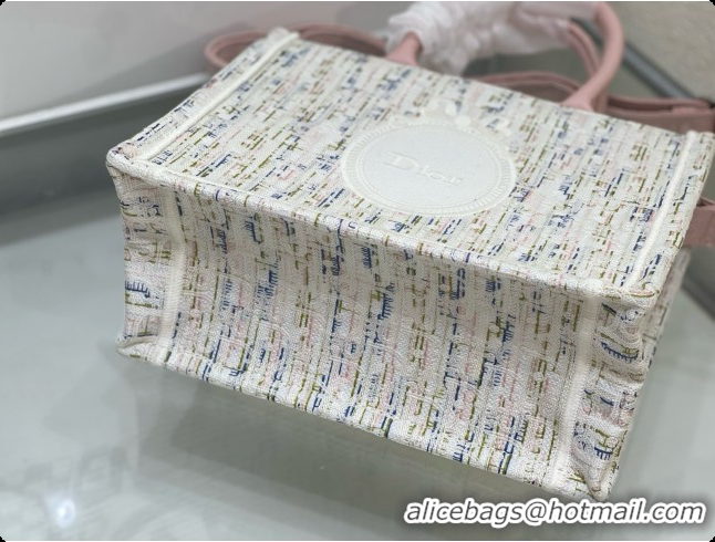 Classic Dior Small Book Tote with Strap in Multicolor Dior Oblique Pastel Embroidery and White Dior Médaillon D100725 20