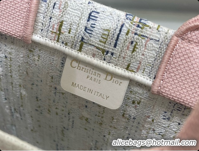 Classic Dior Small Book Tote with Strap in Multicolor Dior Oblique Pastel Embroidery and White Dior Médaillon D100725 20