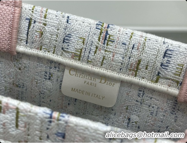 Crafted Dior Medium Book Tote with Strap in Multicolor Dior Oblique Pastel Embroidery and White Dior Médaillon D100726 2