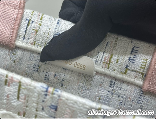 Crafted Dior Medium Book Tote with Strap in Multicolor Dior Oblique Pastel Embroidery and White Dior Médaillon D100726 2